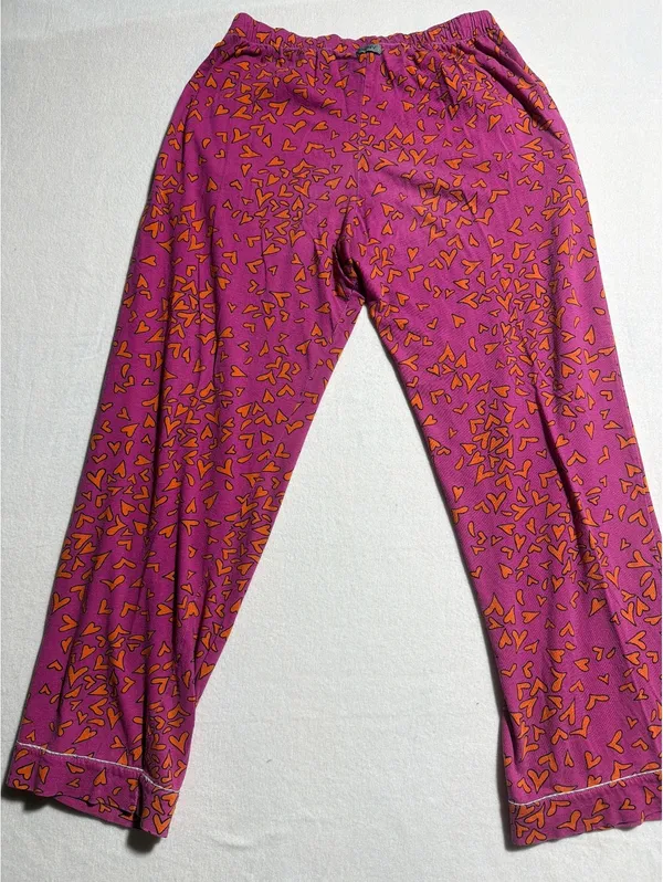 DKNY Women's Small Pink and Orange Heart Print Pajama Set - Image 10