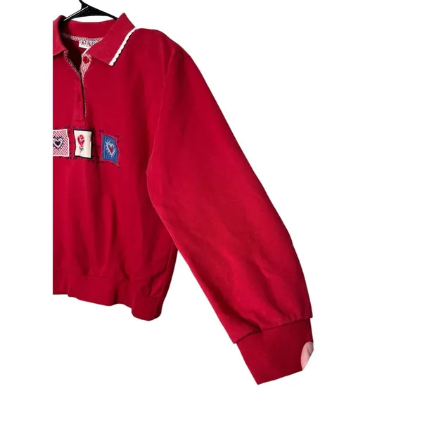 Koret‎ City Blues Collared Pullover Sweatshirt Cotton Blend Red Women’s Small - Image 4