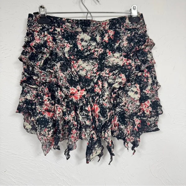 Isabel Marant Etoile Blue Pink Floral Silk Mini Skirt Womens 4 Coquette Romantic - Image 6