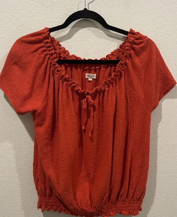 MADEWELL Texture & Thread Rusty Orange Drawstring Top - Image 2