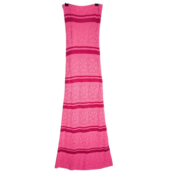L*SPACE Rosalia Pink Crochet Strapless Maxi Dress S NWT - Image 7