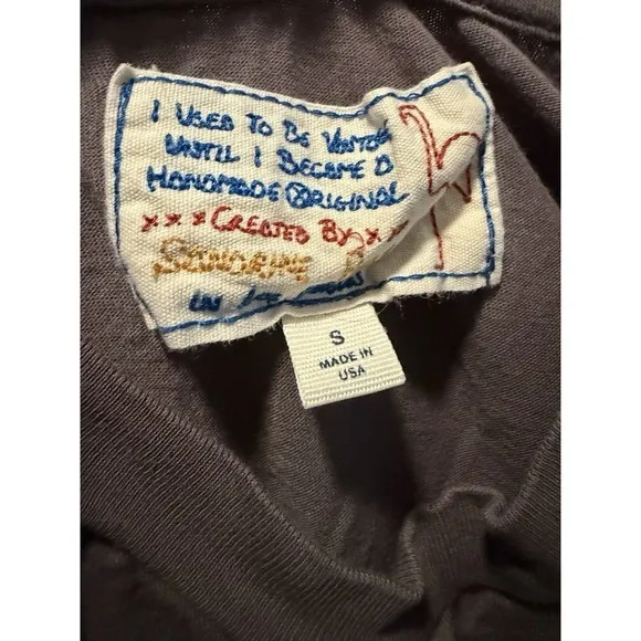 SANDRINE ROSE Women's Gray The Vintage Crew‎ Tee Shirt Embroidered Festival - Image 4
