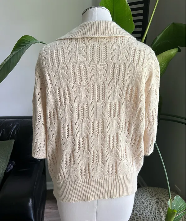 Crochet polo sweater Tan - Image 2