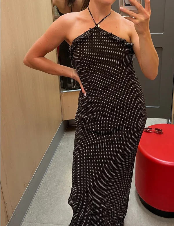Brown Polka Dot Maxi Dress - Image 2