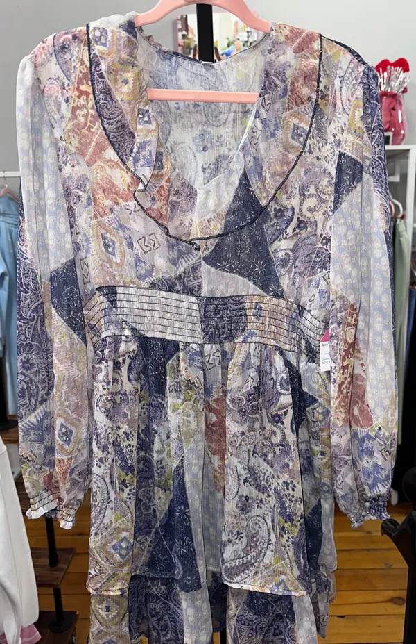 Boutique Boho Blue Mini Dress - Image 2