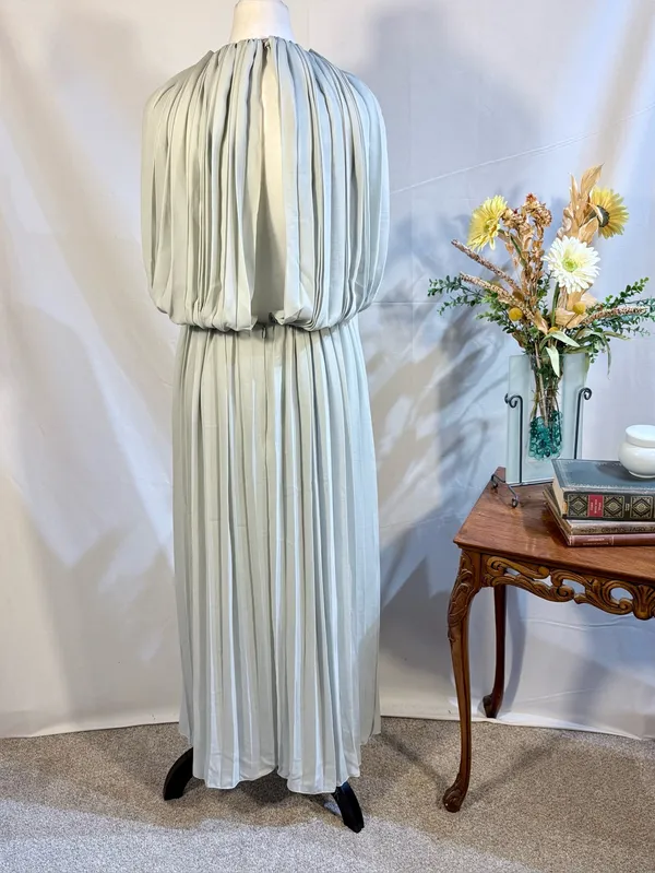 ☀️COS Pale Green Pleated Cape Sleeve Maxi Dress Minimalist Sz 8🧡 - Image 6