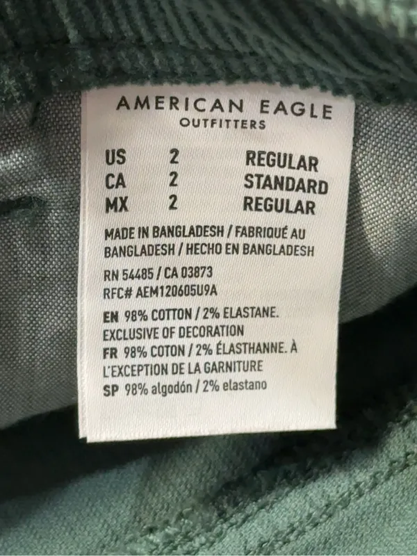 American Eagle Hi-Rise Corduroy Mini Skirt Green Super Stretch Size 2 NWT - Image 11