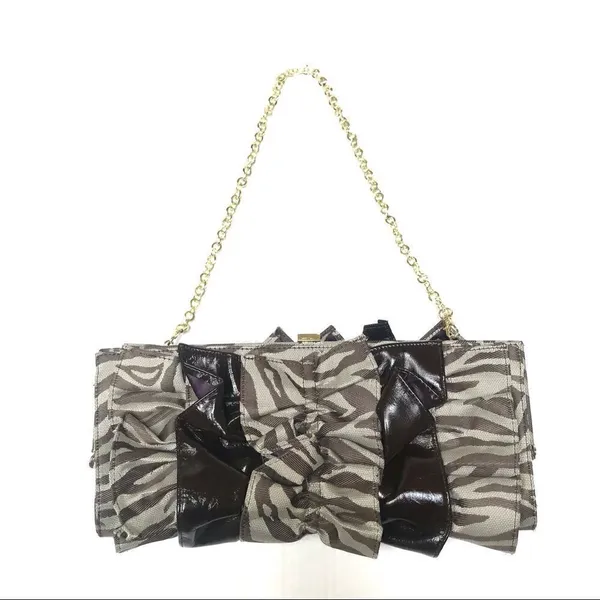 Vintage Y2K Rampage zebra striped clutch chain strap detail purse‎ - Image 2