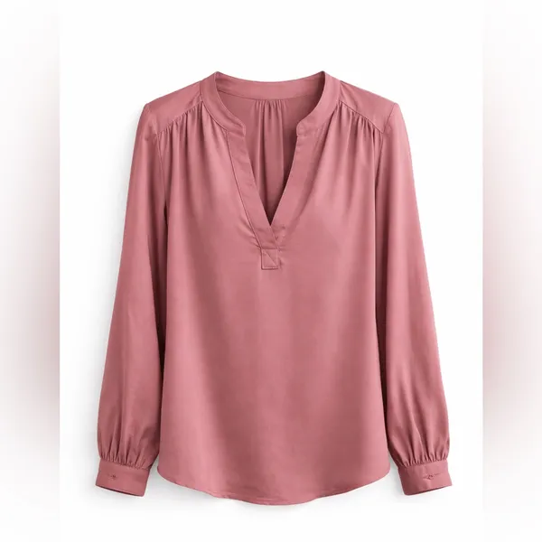 GAP Deco Rose Silky V-Neck Blouse XL Long Sleeve Draped Top - Image 12