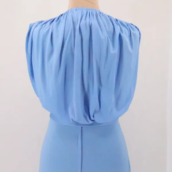 Ryan‎ Keith Vintage 70s Halter Maxi Dress Jacket Womens Size 6 Blue Babydoll Y2K - Image 5