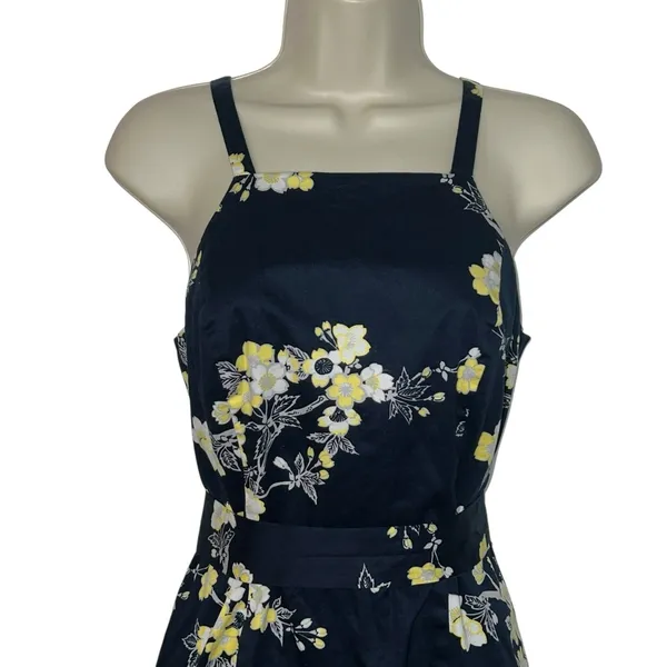 RACHEL Rachel Roy Womens Paulette Dress Fit‎ & Flare Navy Blue Floral Size 4 - Image 4