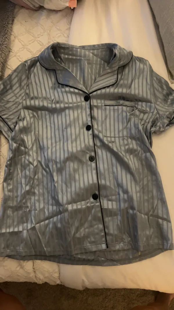 Satin Pajama Set Blue Size M - Image 3