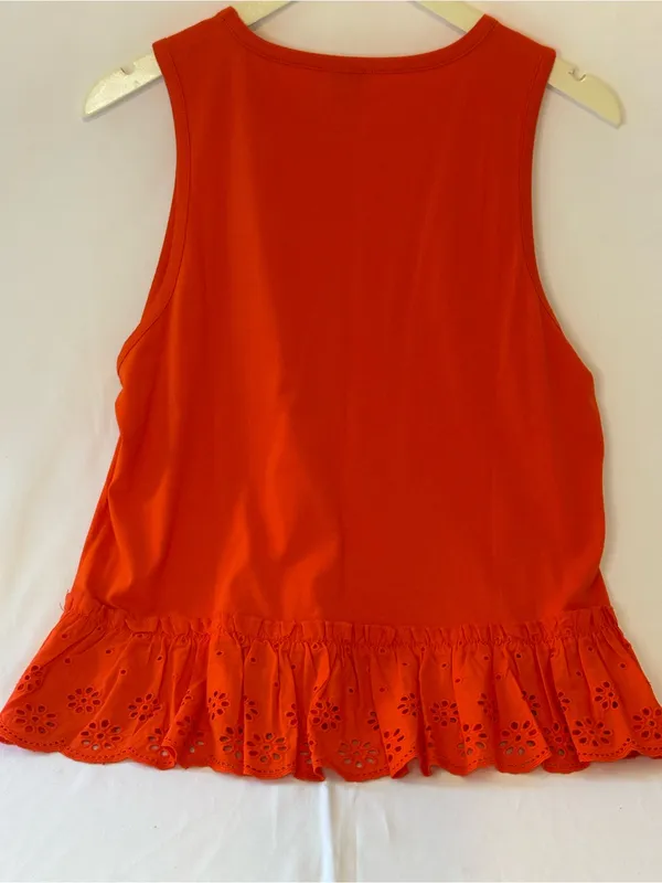 J. Crew Orange Eyelet Ruffle Tank Top - Image 2