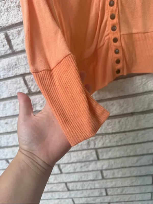 Zenana Outfitters Peach V-Neck Button Cardigan - Image 2