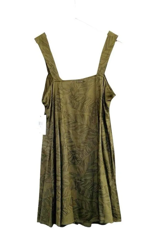Hurley Green and Black Sleeveless Sundress Tropical Leaves - Image 2