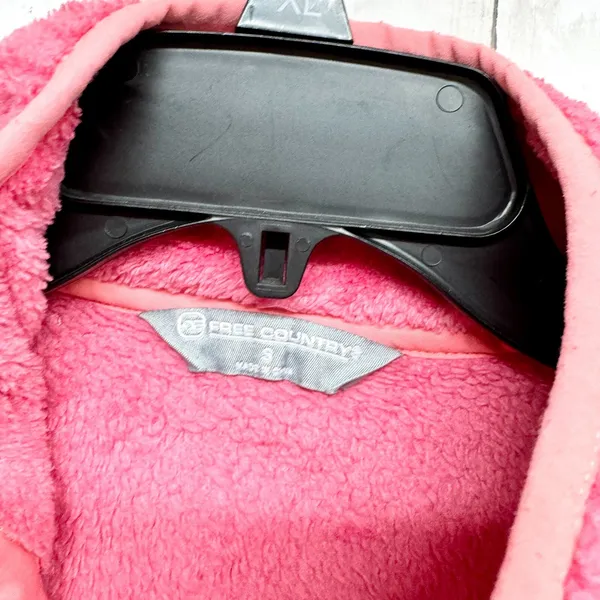 Free Country Pullover Women Small Pink‎ Collared Button Fleece Kangaroo Pocket - Image 2