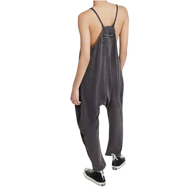 FREE PEOPLE MOVEMENT Hot Shot Jumpsuit Acid Washed Black Medium - Image 2