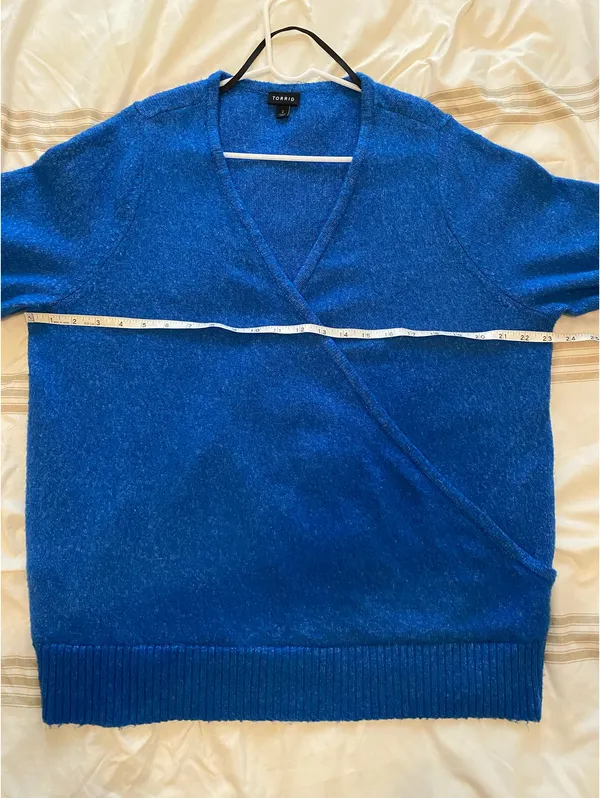 Torrid Blue Vegan Cashmere Pullover V-Neck Surplice Sweater - Image 6