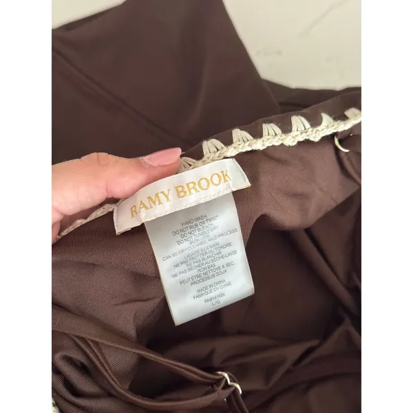 RAMY BROOK Addisyn Whipstitch One Piece Swimsuit in Brown Size Large - Image 7