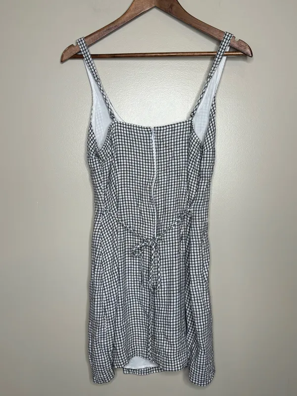 Abercrombie & Fitch 90s Gingham Print Linen Blend Mini Dress - Image 8