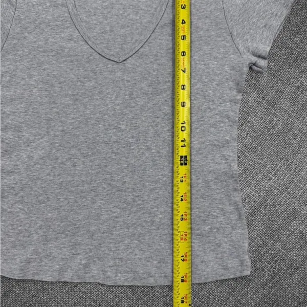 Light Gray Cotton V-Neck T-Shirt - Image 6