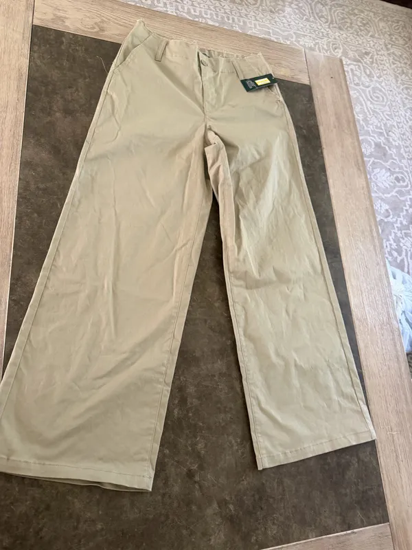 Wild Fable Women's Beige Khaki Wide Leg Raw Hem Waistband Pants - Image 2