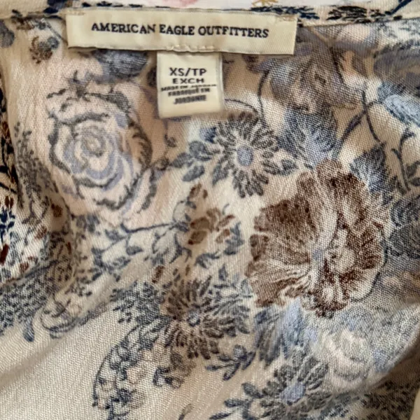 AMERICAN EAGLE OUTFITTERS Dress Cold Shoulder Blue Floral Boho Long Sleeve XS - Image 6