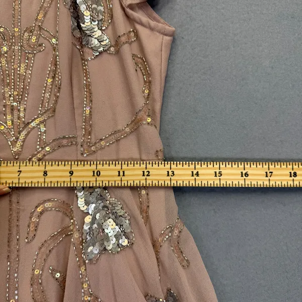 ASOS Womens Embellished Open Back Mini Dress‎ Dusty Rose Beaded Sequin Size 6 - Image 5