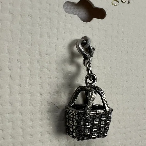 Longaberger Basket Large Market Basket Charm Antiqued Silver Tone NEW - Image 2