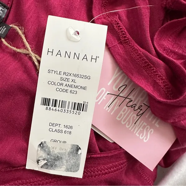Hannah Top Women's XL Fuchsia Short Sleeve Lace Hi Low Swing Lightweight Rayon - Image 5