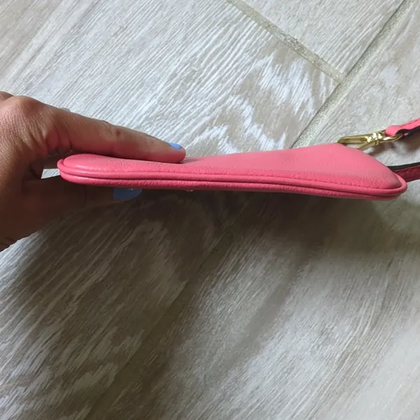 Michael Kors Coral Leather Wristlet with Card Slots - Image 9