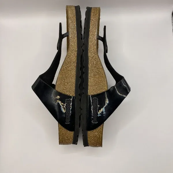 Birkenstock Black Faux Patent Leather Gizeh Sandals Made in Germany Sz EU 37 W6‎ - Image 8