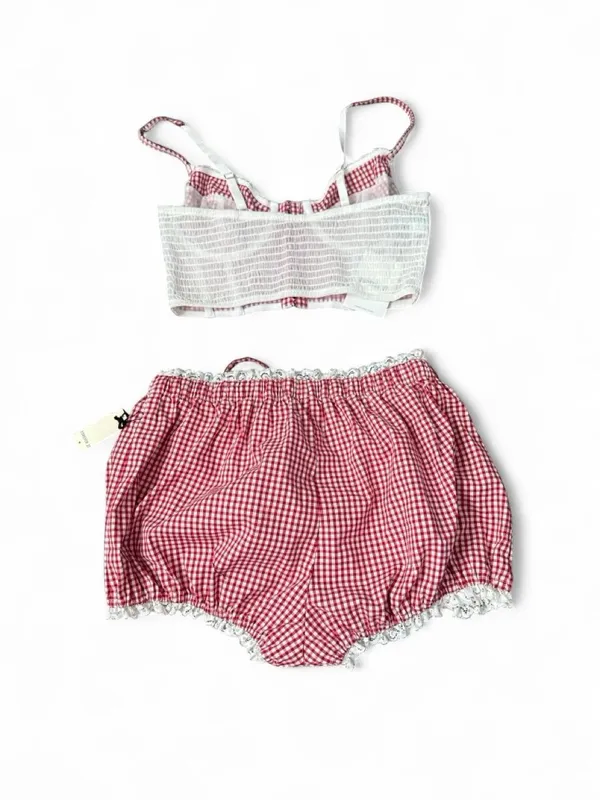 Forever 21 Gingham Bloomers Set Red - Image 4