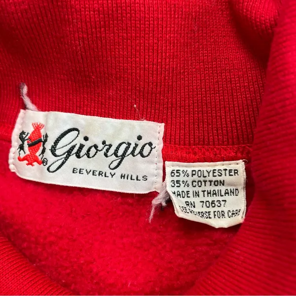 Vintage Giorgio Beverly‎ Hills Sweatshirt Red Collar Top Embroidered Preppy 80s - Image 3