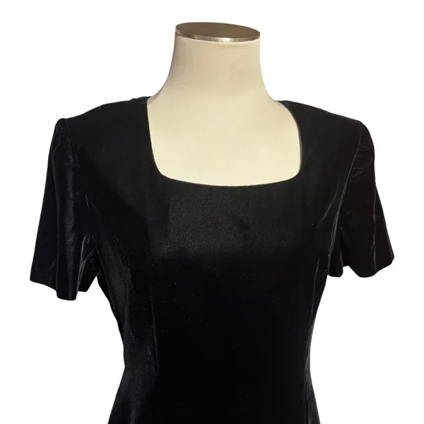 Talbots Short Sleeve Mini Dress Black Velvet 10 - Image 2