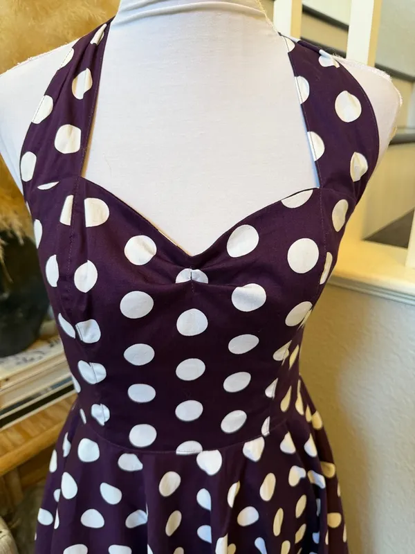 Hell Bunny Vixen Mariam Polka Dot Halter Swing Retro Dress size XS - Image 3