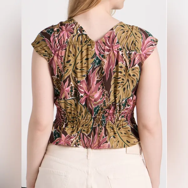 Madewell Shirred Cap Sleeve Top‎ SIZE L NWOT FLORAL - Image 5