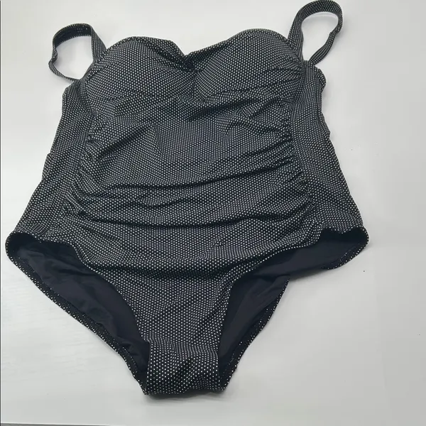 Elegant Black and White Polka Dot Women's One Piece Swimsuit - Image 3