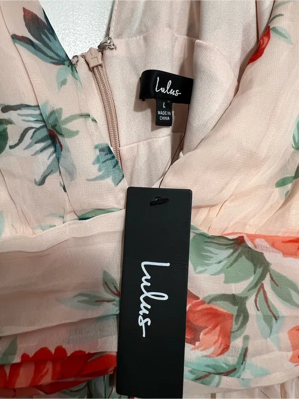 NWT Lulus Garden Meandering Blush Floral Print Maxi Dress size L - Image 13