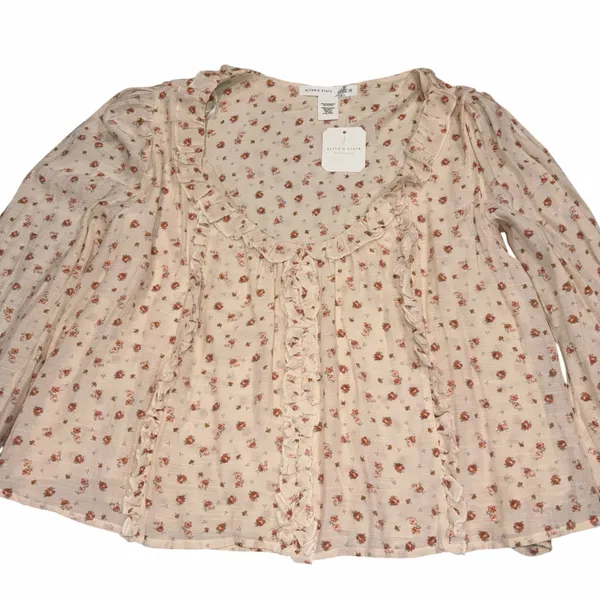 NEW With Tag Altar’d State Long Sleeve Floral Ruffle Top Blouse XS - Image 3