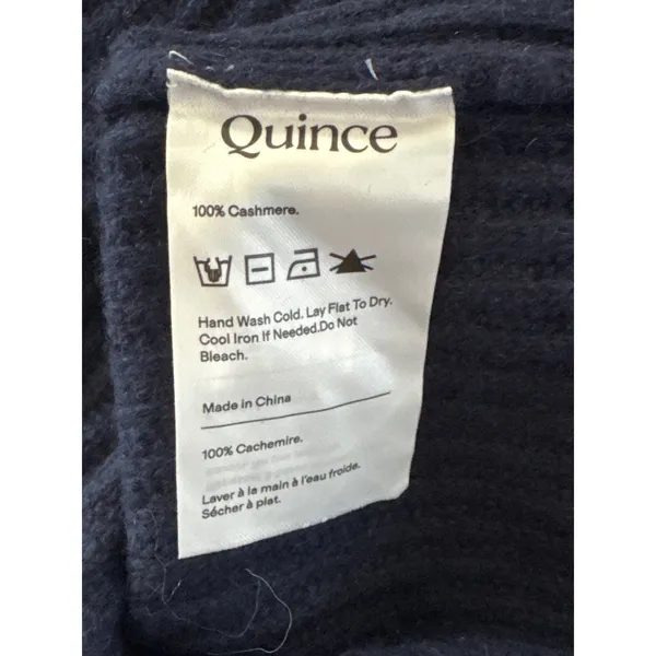 Quince Navy Blue 100% Cashmere Ribbed Crew Neck Sweater Womens Large NEW - Image 7