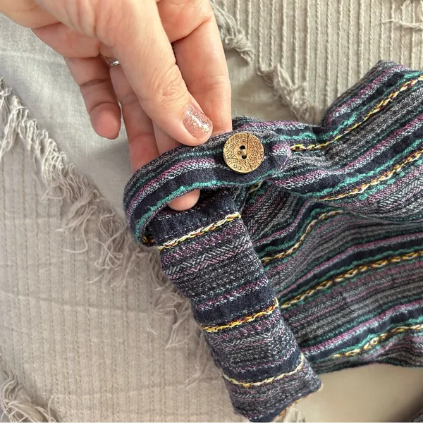 Sundance boho lagenlook cotton blend striped pants colorful small pull on - Image 10