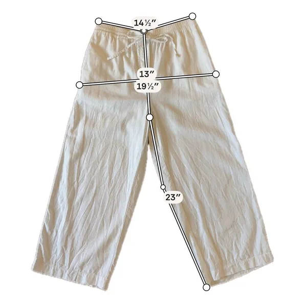 DKNY white linen drawstring crop pant size small - Image 4