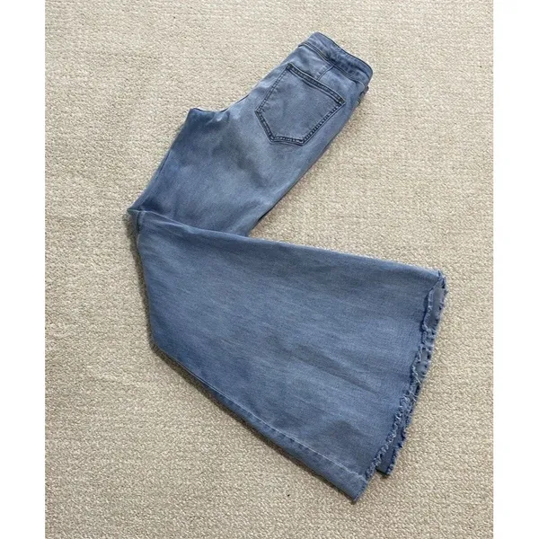We The Free Flared Women's Jeans Light Blue Denim Raw Hem Stretch High Rise - Image 17