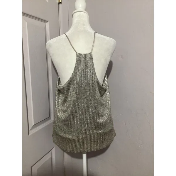 Bishop & Young Letitia Beige Metallic Racerback Shimmer Tank L - Image 5