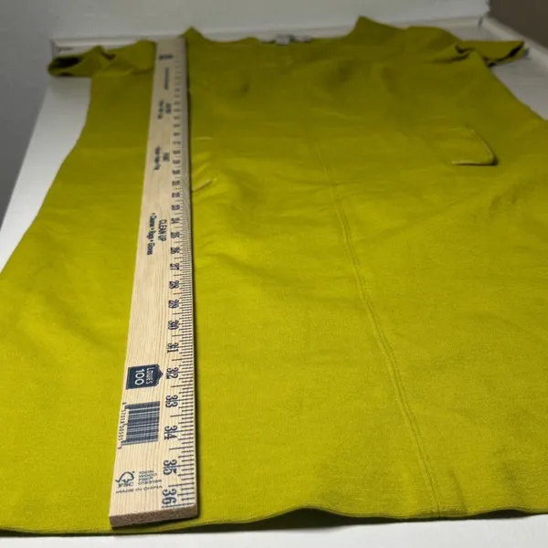 Boden Womens Chartreuse Yellow Shift Dress‎ Notch Neck Pockets US 4R - Image 8