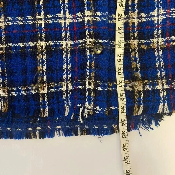 Zara Tweed Textured Mini Dress Size‎ S Small Raw Edge Oversized Check Button Up - Image 11
