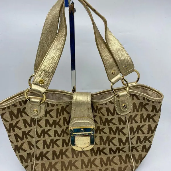 Michael Kors Medium Brown/Gold Fabric Shoulder Bag - Image 2