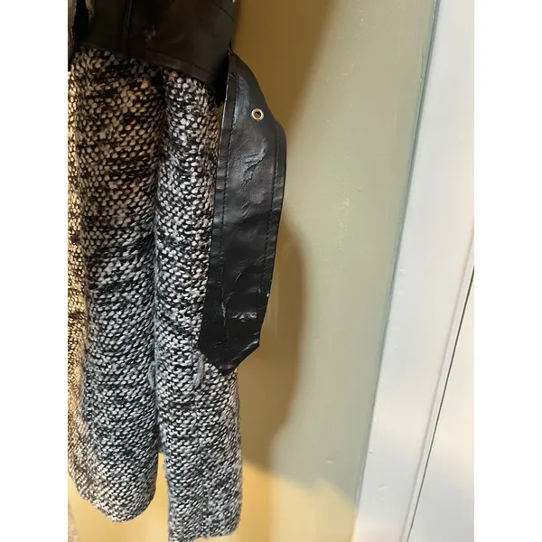 Yoki Outerwear Collection Womens Size Large Coat Jacket Black Gray Tweed Leather - Image 13