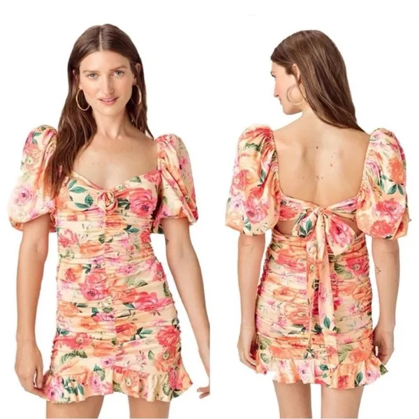 FOR LOVE & LEMONS Versilla Mini Dress in Peach size L‎ - Image 9